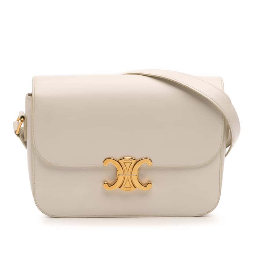 Celine Classique Shiny Calfskin Triomphe Crossbody Brown Leather Good condition - Front View