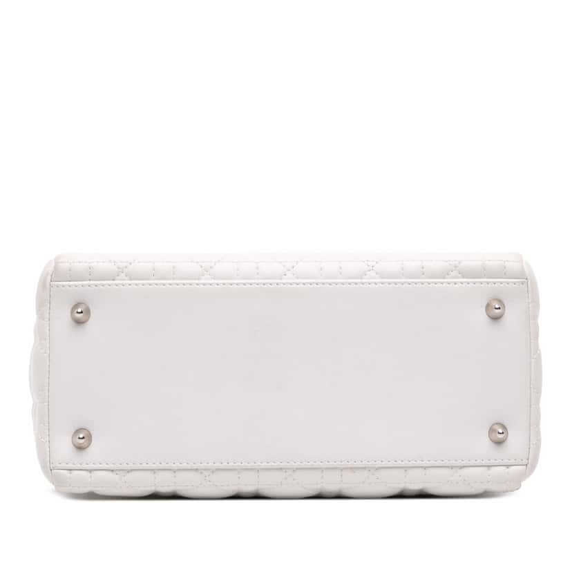Dior Medium Lambskin Cannage Lady Dior White Leather Good condition - Inside View