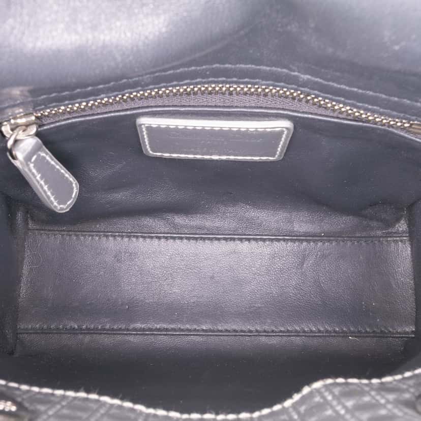 Dior Mini Metallic Patent Microcannage Lady Dior Silver Leather Fair condition - Model View