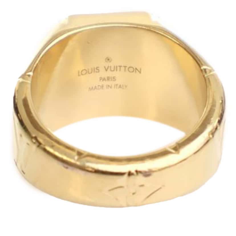 Louis Vuitton Gold Plated Monogram Signet Ring L Gold Metal Good condition - Back View