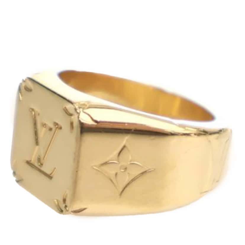 Louis Vuitton Gold Plated Monogram Signet Ring L Gold Metal Good condition - Inside View