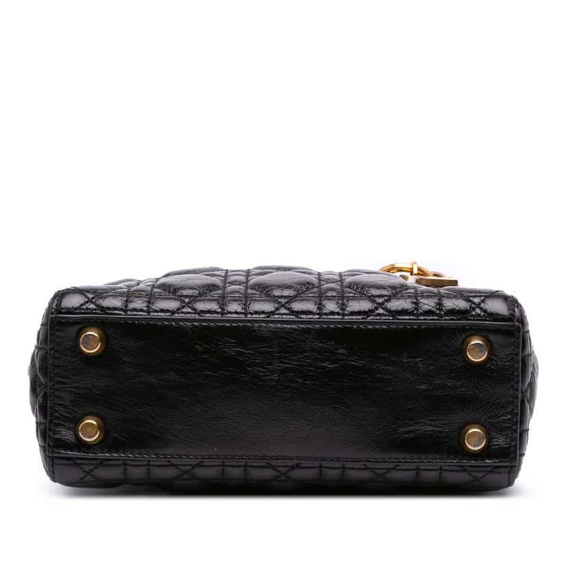 Dior Small Crinkled Patent Cannage My ABCDior Lady Dior Black Leather Good condition - Inside View