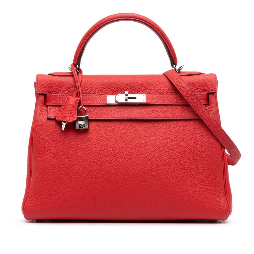 Hermès Togo Kelly II Retourne 32 Red Leather Good condition - Front View