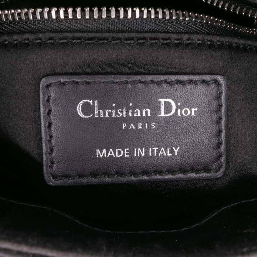 Dior Mini Satin Cannage Strass Crystal Embellished Lady Dior Black Satin Good condition - Box View