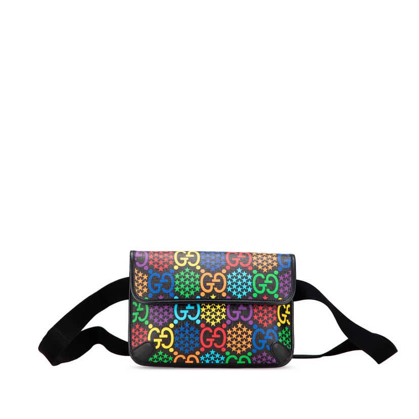 Gucci GG Supreme Psychedelic Belt Bag Black Canvas Good condition - Front View