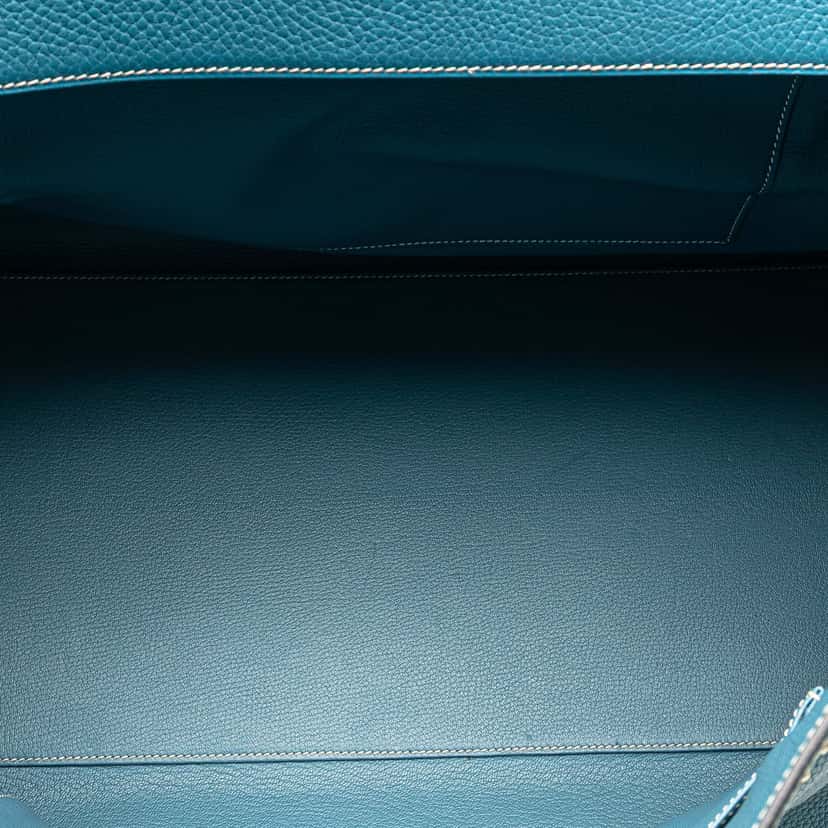 Hermès Clemence Kelly II Relax 50 Voyage Blue Leather Good condition - Model View