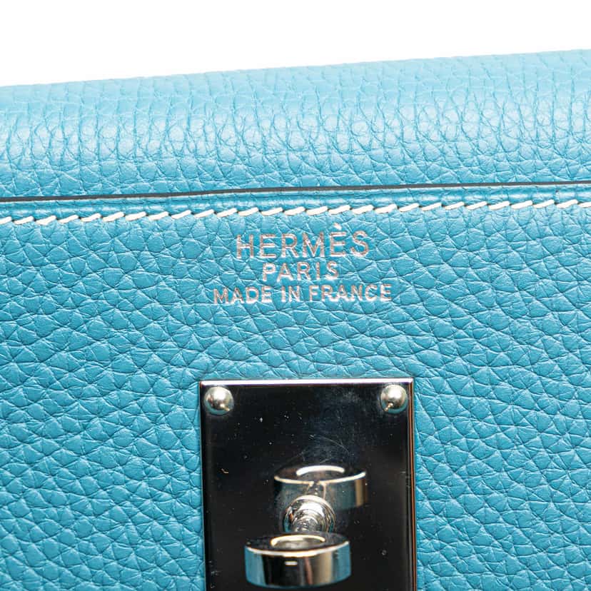 Hermès Clemence Kelly II Relax 50 Voyage Blue Leather Good condition - Box View