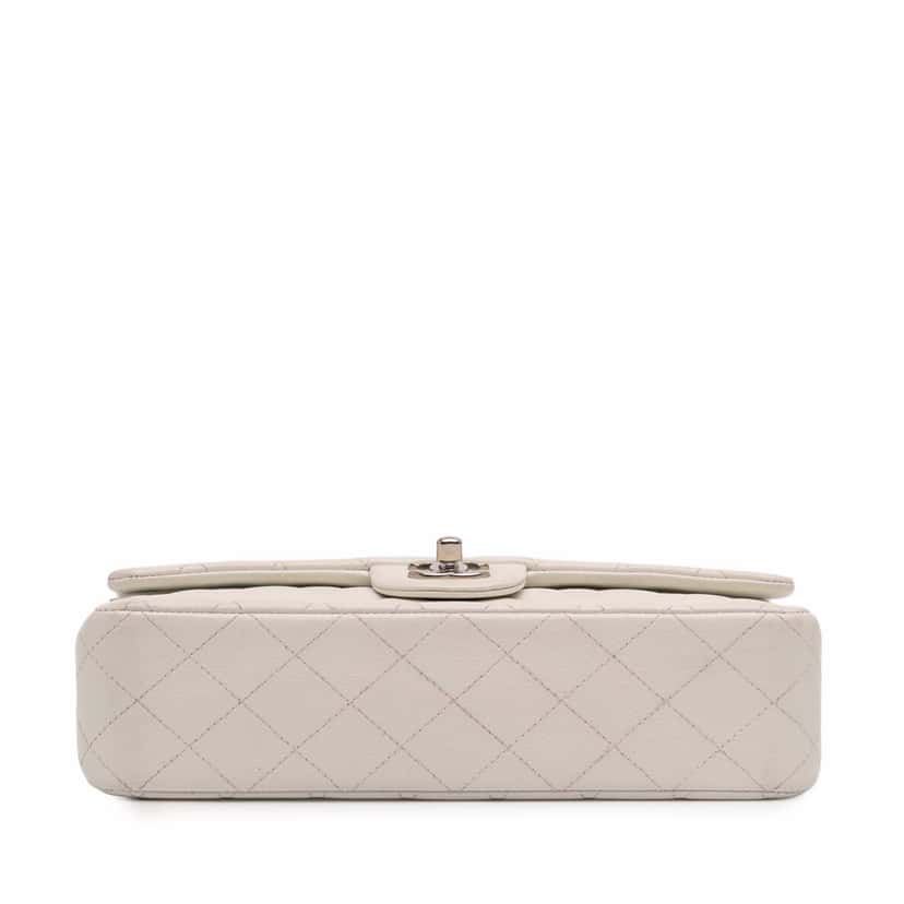 Chanel Medium Classic Caviar Double Flap White Leather Good condition - Inside View