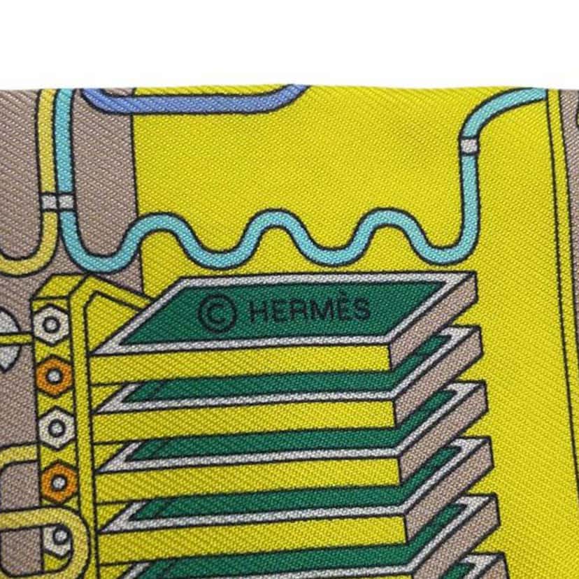Hermès La Maison des Carres Silk Twilly Scarf Yellow Silk Very good condition - Inside View