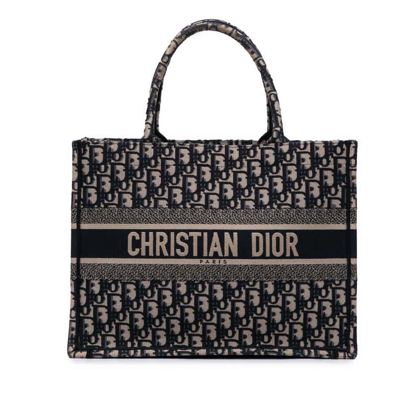 Dior Medium Oblique Canvas Book Tote Blue Canvas Good condition - Front View