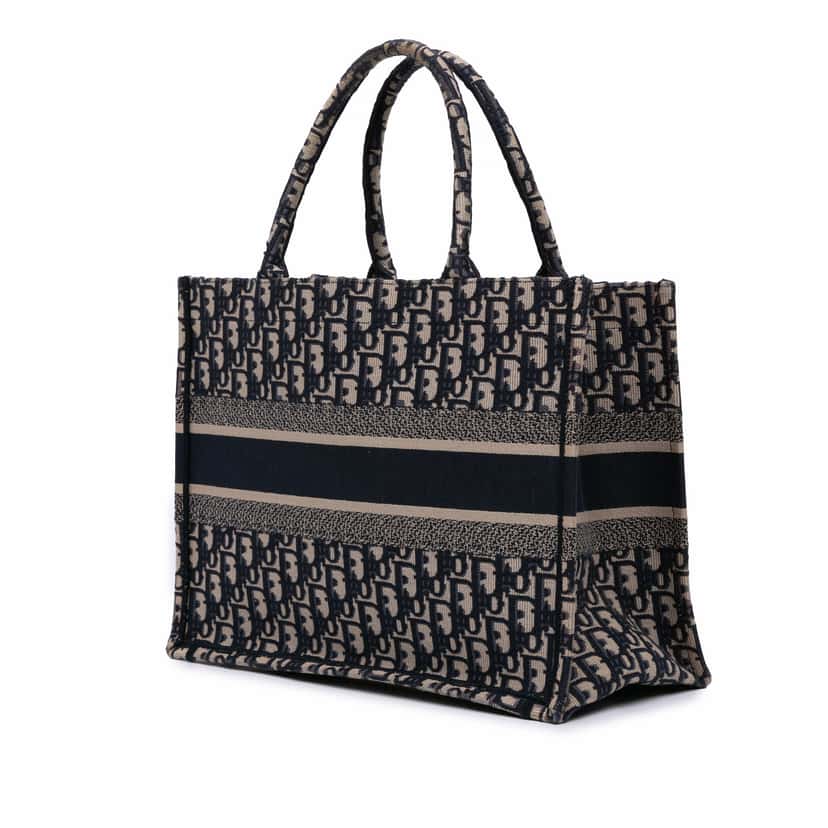 Dior Medium Oblique Canvas Book Tote Blue Canvas Good condition - Back View