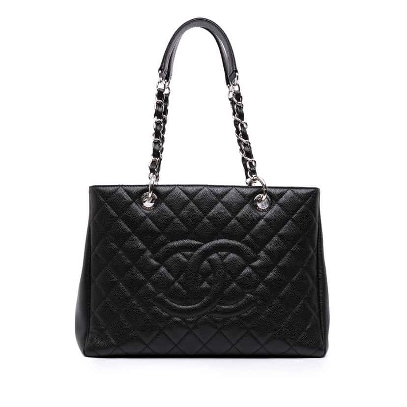 Chanel Caviar Grand Shopping Tote Black Leather Good condition - Front View