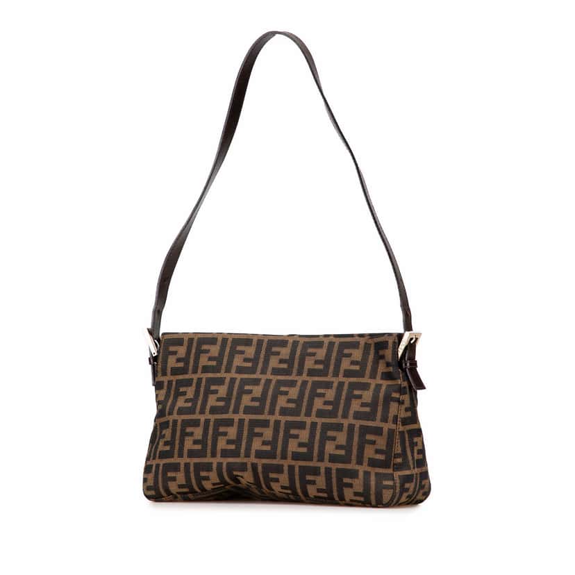 Fendi Zucca Canvas Shoulder Bag Brown Canvas Good condition - Back View