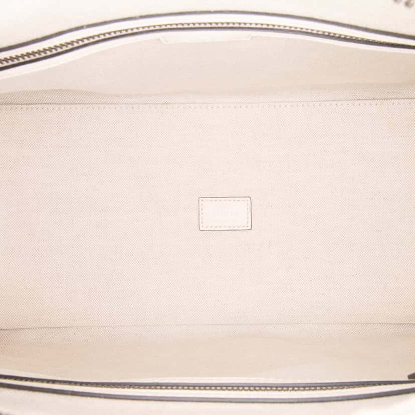 Gucci Medium Calfskin Web Bauletto Top Handle Bag White Leather Good condition - Model View