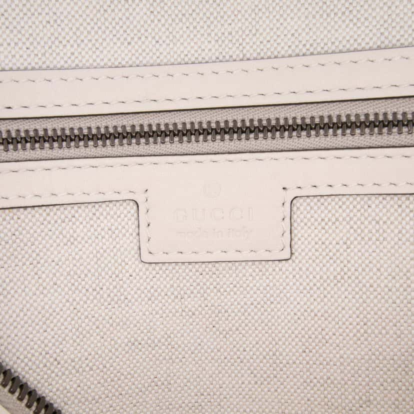 Gucci Medium Calfskin Web Bauletto Top Handle Bag White Leather Good condition - Box View