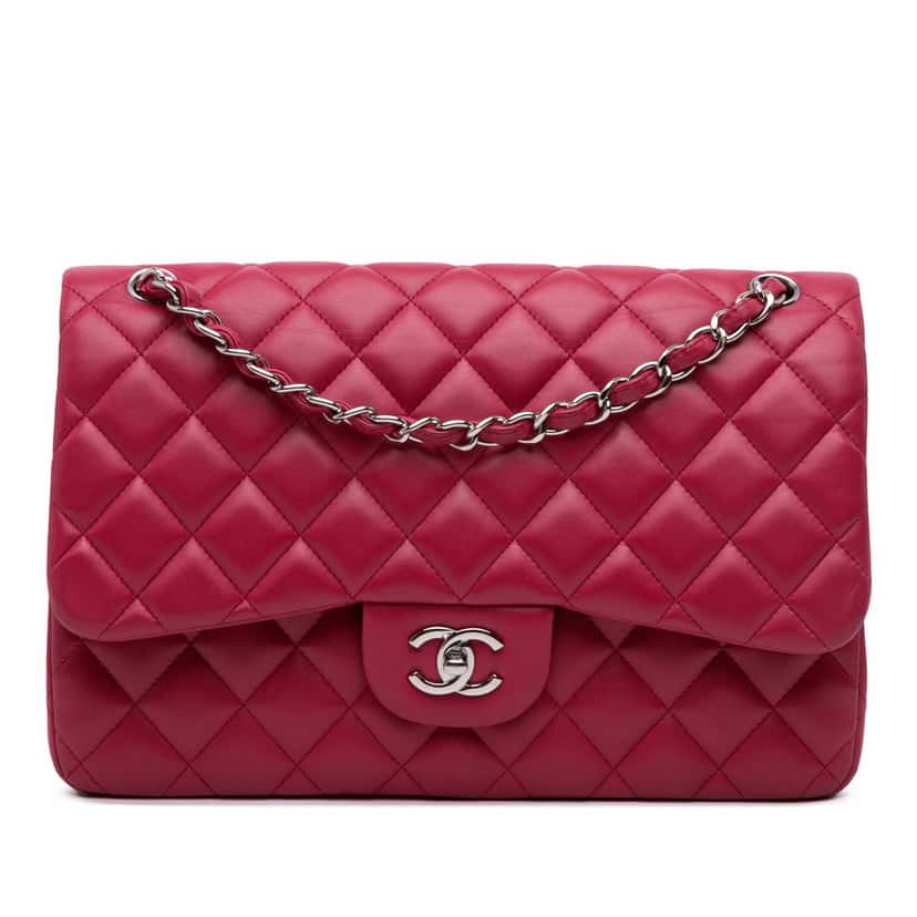 Chanel Jumbo Classic Lambskin Double Flap Pink Leather Good condition - Front View