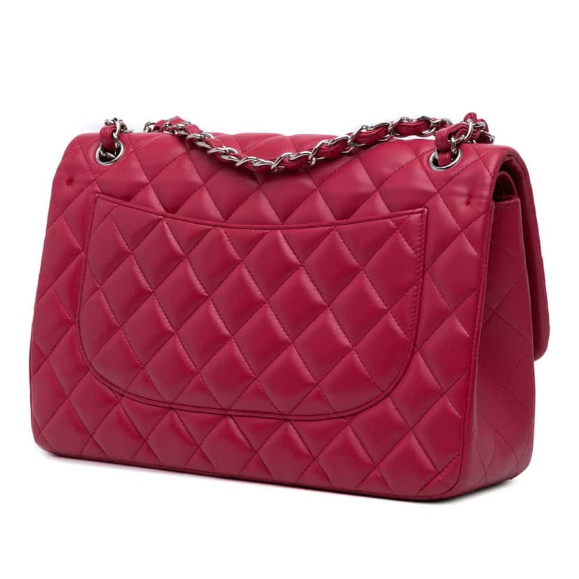 Chanel Jumbo Classic Lambskin Double Flap Pink Leather Good condition - Back View