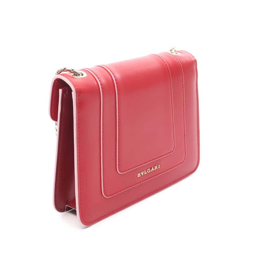 Bvlgari Small Leather Square Serpenti Forever Chain Crossbody Red Leather Good condition - Back View