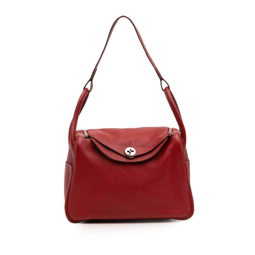 Hermès Clemence Lindy 30 Red Leather Good condition - Front View