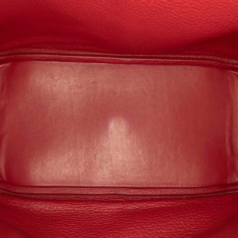 Hermès Clemence Lindy 30 Red Leather Good condition - Model View
