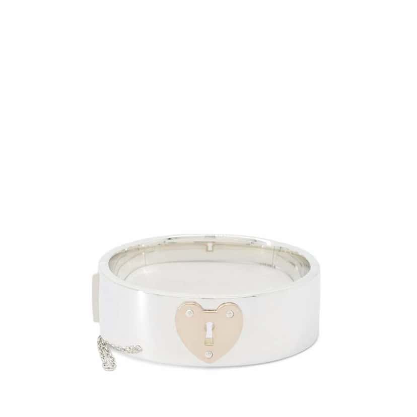 Tiffany & Co Sterling Silver and 18K Rose Gold Lock Heart Bangle Silver Silver Good condition - Front View