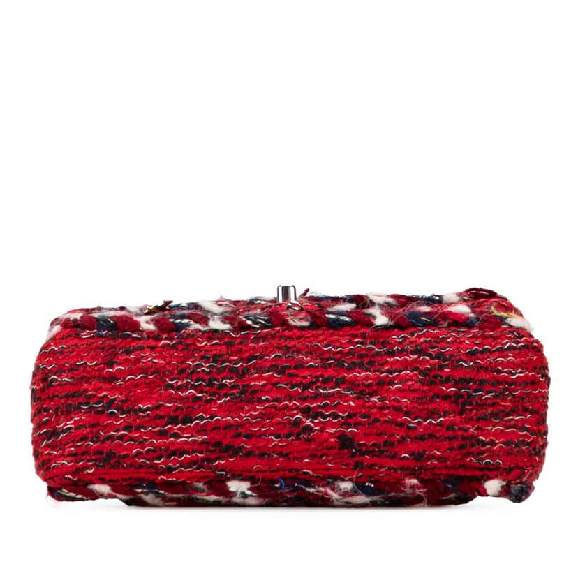 Chanel Small Classic Tweed Charm Double Flap Red Tweed Good condition - Inside View
