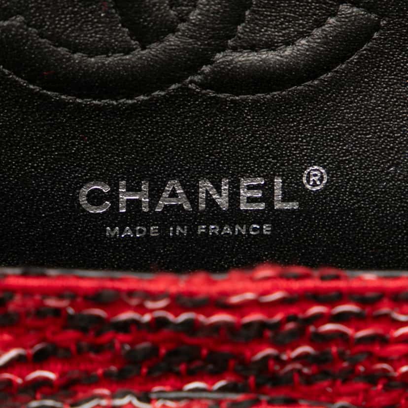 Chanel Small Classic Tweed Charm Double Flap Red Tweed Good condition - Box View