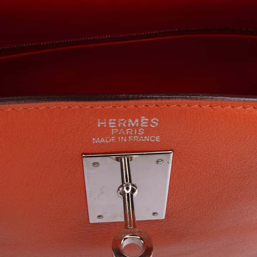 Hermès Swift Kelly II Retourne 35 Orange Leather Good condition - Box View