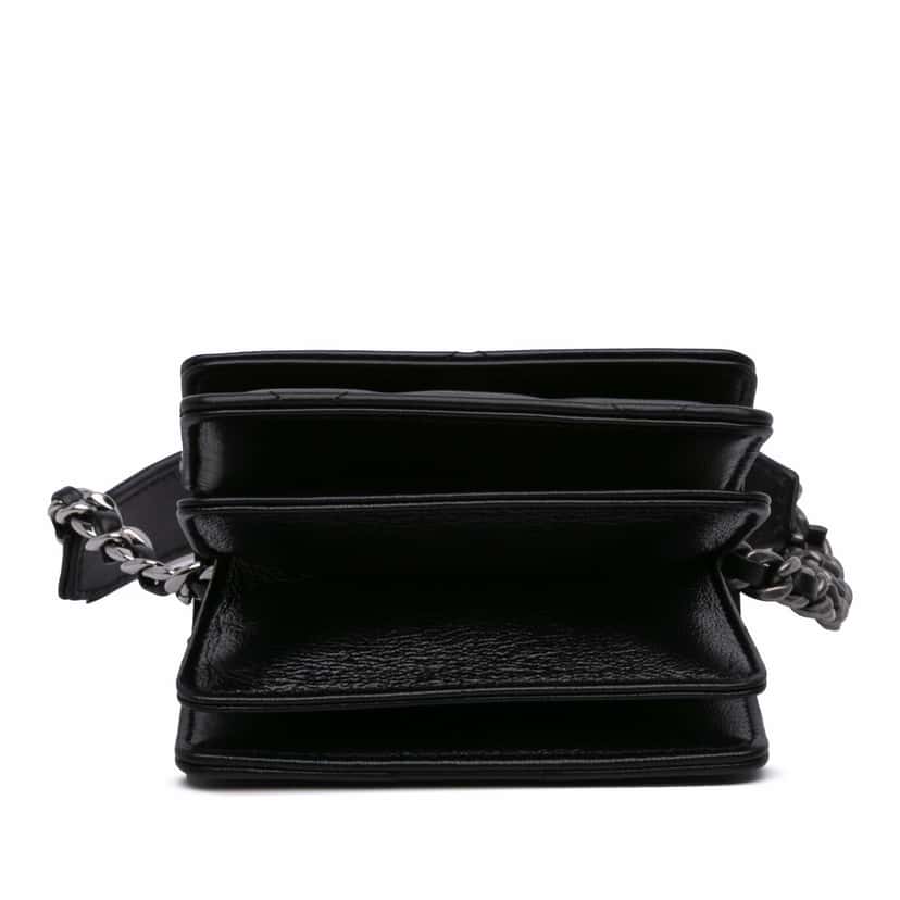 Chanel Lambskin 19 Flap Coin Purse With Chain Black Leather Good condition - Inside View