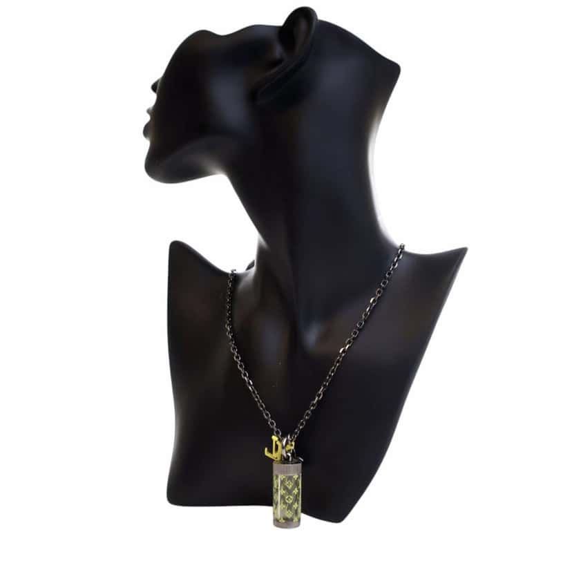 Louis Vuitton Palladium Plated Monogram Message In A Bottle Pendant Necklace Silver Metal Good condition - Front View