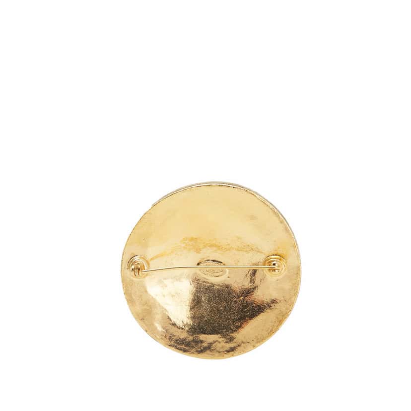 Chanel Gold Plated CC Medallion Brooch Gold Metal Good condition - Back View