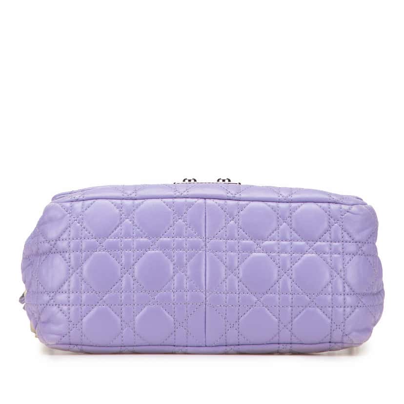 Dior Lambskin Cannage New Lock Flap Shoulder Bag Purple Leather Good condition - Inside View