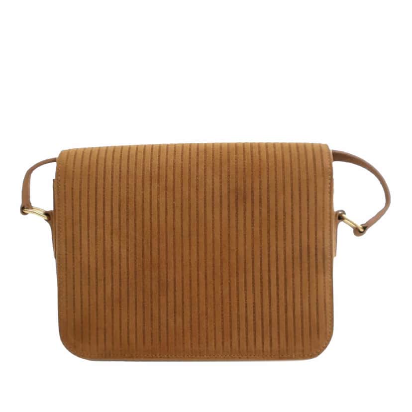 Celine Teen Striped Suede Triomphe Crossbody Brown Leather Good condition - Inside View