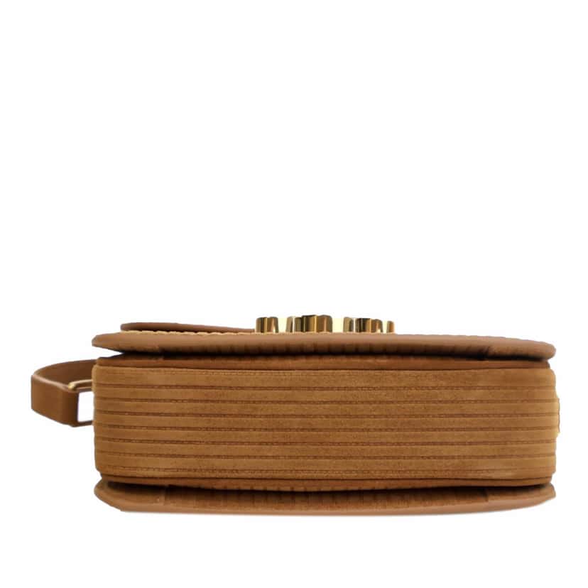 Celine Teen Striped Suede Triomphe Crossbody Brown Leather Good condition - Model View