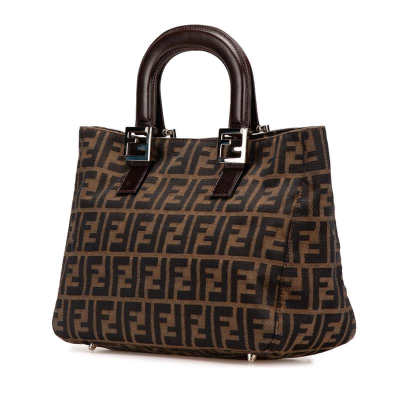 Fendi Small Zucca Canvas Twins Tote Brown Canvas Good condition - Back View