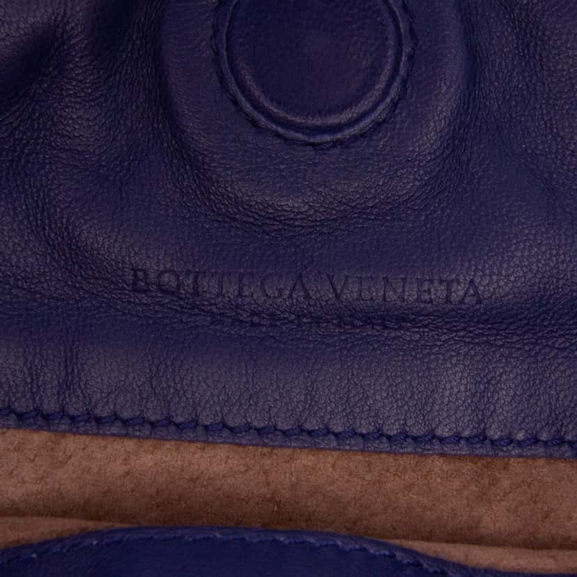 Bottega Veneta Nappa Intrecciato Duo Shoulder Bag Blue Leather Good condition - Box View