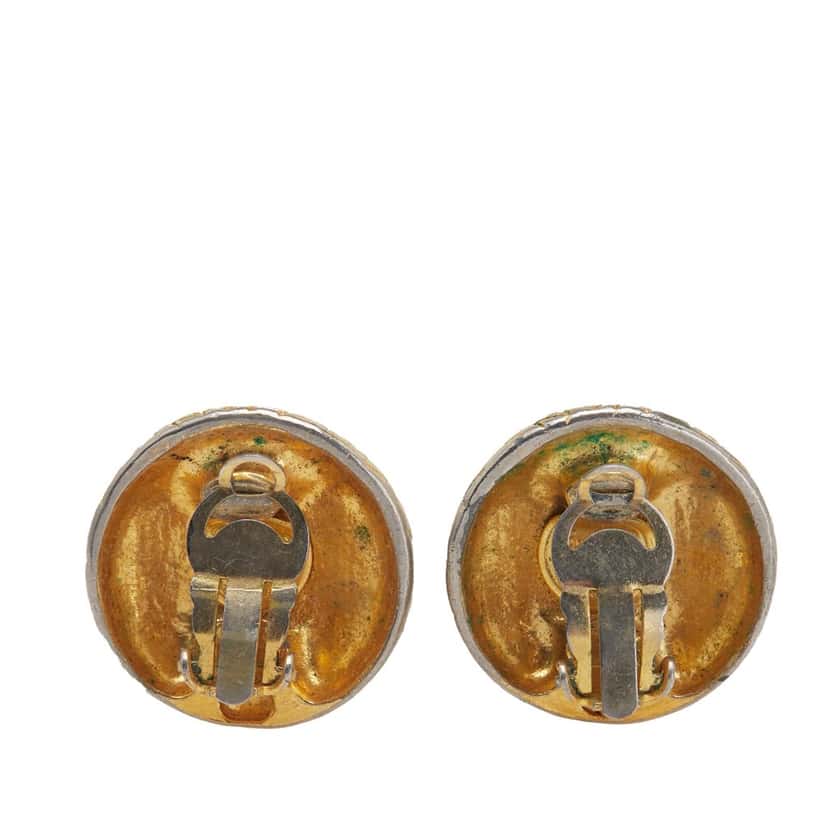 Chanel Gold Plated Logo Clip-On Earrings Gold Metal Good condition - Back View
