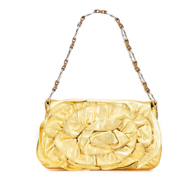 Saint Laurent Metallic Leather Nadja Rose Shoulder Bag Gold Leather Good condition - Front View