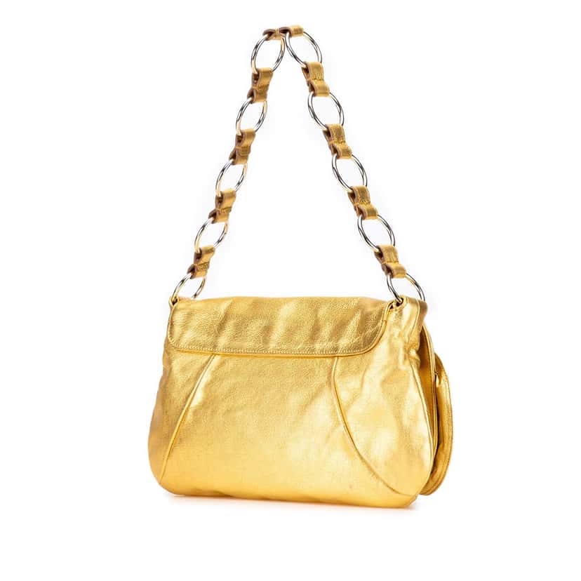 Saint Laurent Metallic Leather Nadja Rose Shoulder Bag Gold Leather Good condition - Back View