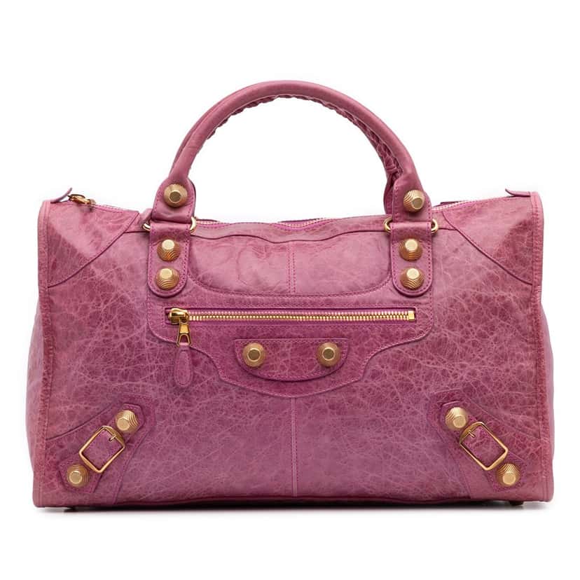Balenciaga Lambskin Motocross Giant 21 Work Satchel Pink Leather Good condition - Front View