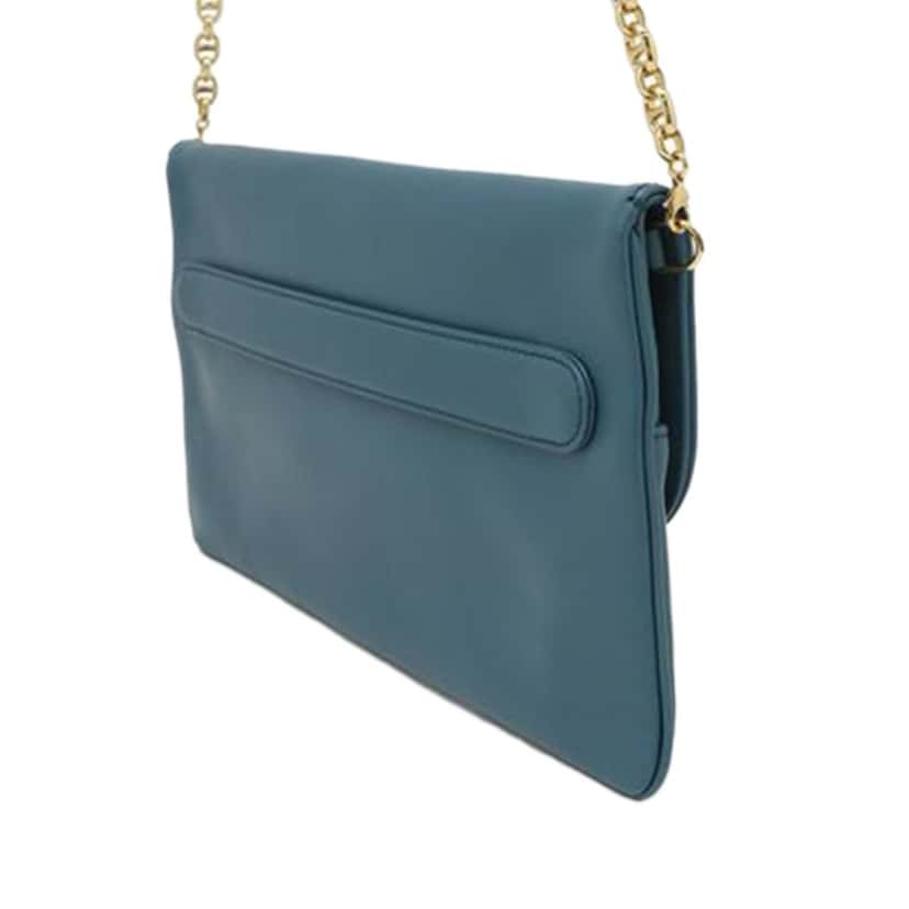 Dior Medium Calfskin DiorDouble Chain Bag Blue Leather Good condition - Back View