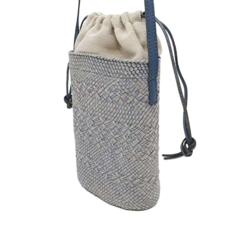 Loewe Anagram Iraka Palm Square Pocket Bucket Bag Blue Good condition - Back View