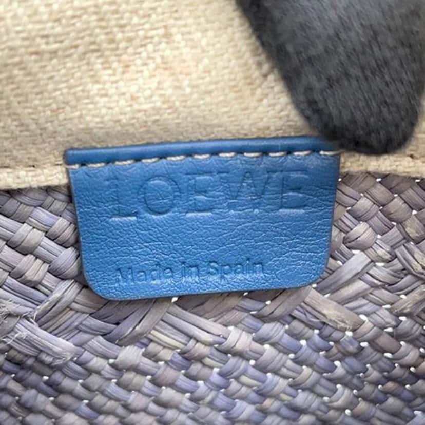 Loewe Anagram Iraka Palm Square Pocket Bucket Bag Blue Good condition - Box View