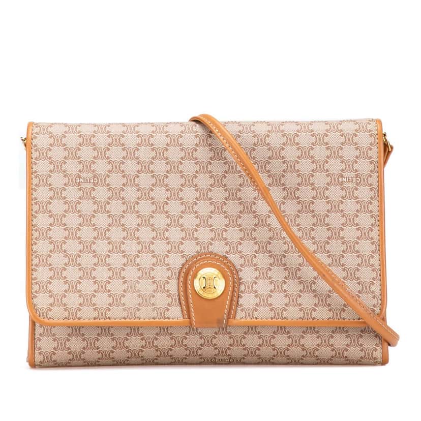 Celine Macadam Coated Canvas Crossbody Brown Canvas Good condition - Front View