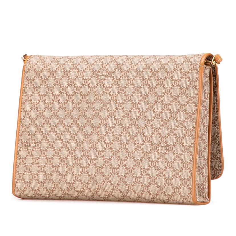 Celine Macadam Coated Canvas Crossbody Brown Canvas Good condition - Back View