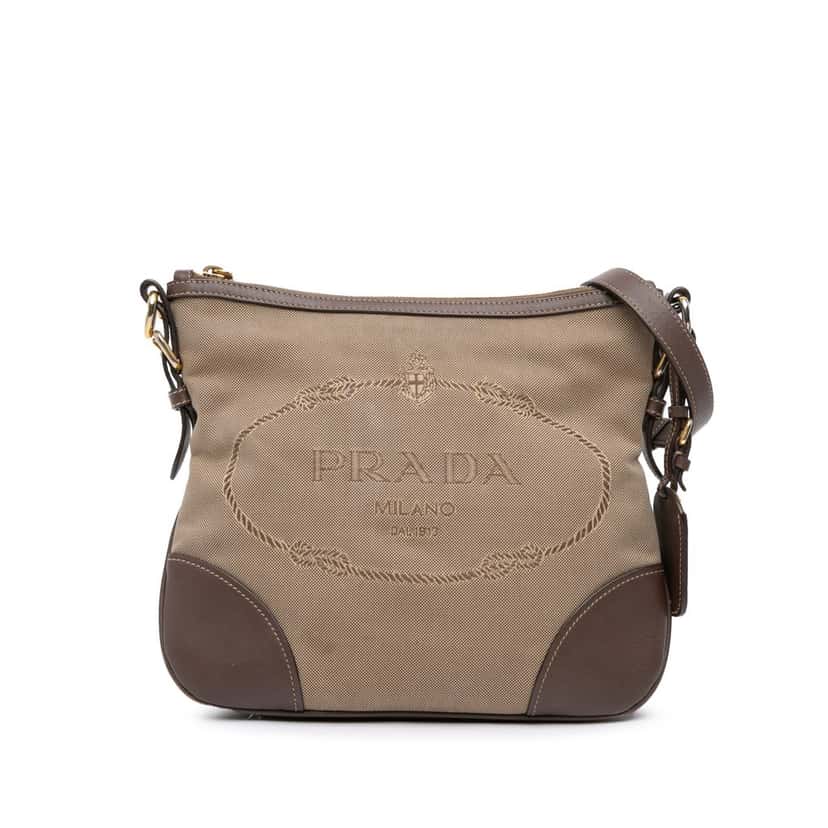 Prada Canvas Canapa Logo Crossbody Brown Canvas Good condition - Front View