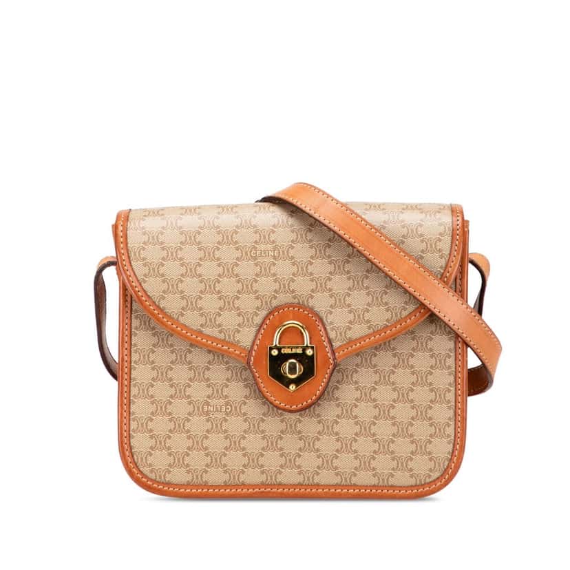 Celine Macadam Coated Canvas Crossbody Brown Canvas Good condition - Front View