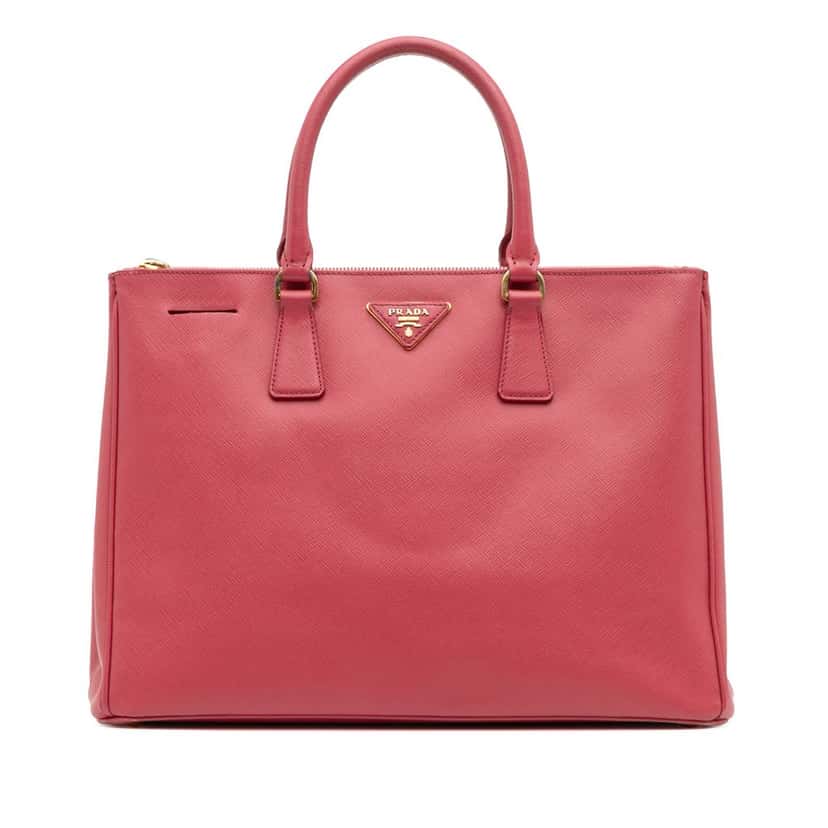 Prada Large Saffiano Lux Galleria Double Zip Tote Pink Leather Very good condition - Front View