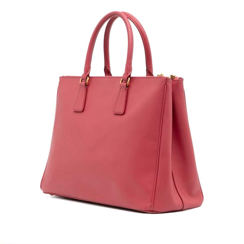 Prada Large Saffiano Lux Galleria Double Zip Tote Pink Leather Very good condition - Back View