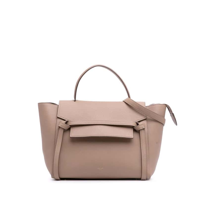 Celine Mini Grained Calfskin Belt Bag Brown Leather Good condition - Front View